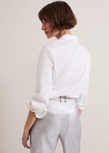 Phase Eight Tiana Tuxedo Shirts White USA | 9405236-QM